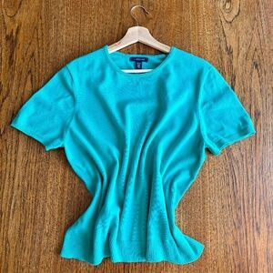 Land’s End teal green crew neck knit short sleeve Pima Cotton Size XL
